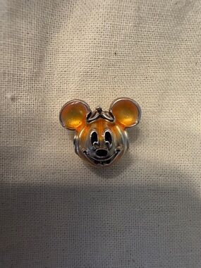 Enamel Mickey Mouse Face Pin - Orange and Silver